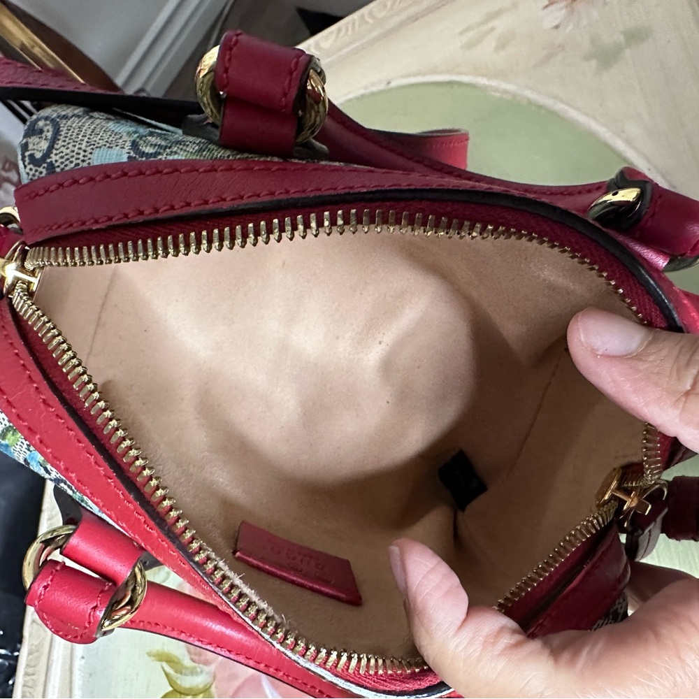 Gucci GG Blooms Mini Boston‎ Bag Red Leather Crossbody - Picture 3 of 9